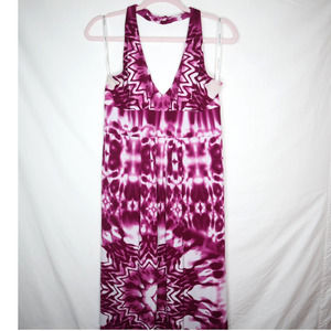 Bisou Bisou Purple Tie Dye Maxi Halter Dress Size 16